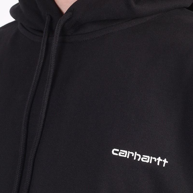 мужская черная толстовка Carhartt WIP Hooded Script Embroidery Sweat I028937-black/white - цена, описание, фото 5